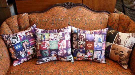 Photo of pillows on couch.
